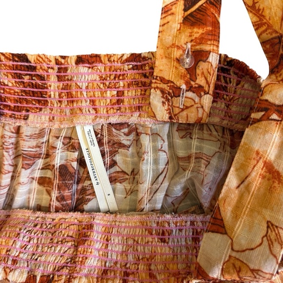 Anthropologie Ruffled Eyelet Tank Orange Pink Floral Size S #1668 - Picture 7 of 7